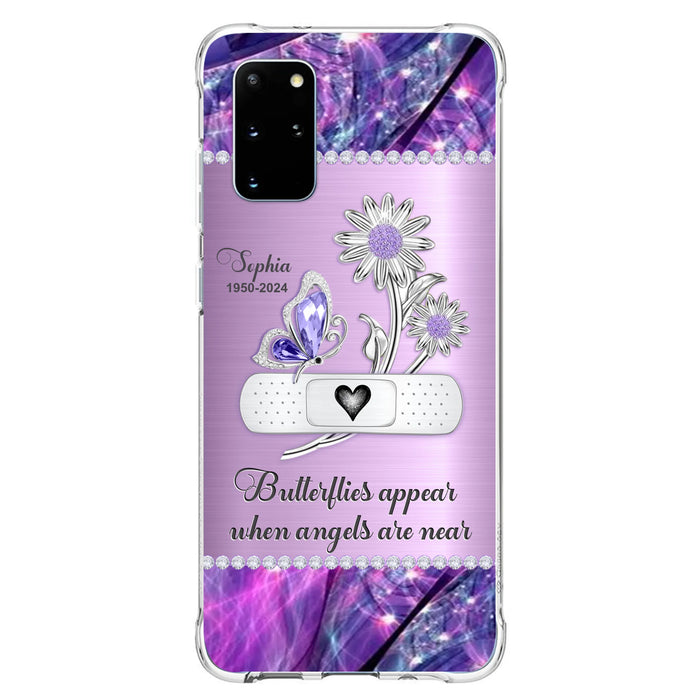 Custom Personalized Memorial Phone Case - Memorial Gift For Family Member - Butterflies Appear When Angels Are Near - Case For iPhone/ Samsung