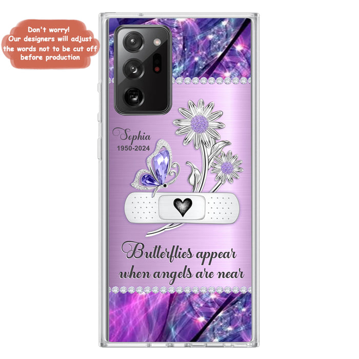 Custom Personalized Memorial Phone Case - Memorial Gift For Family Member - Butterflies Appear When Angels Are Near - Case For iPhone/ Samsung