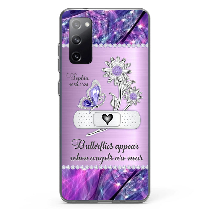 Custom Personalized Memorial Phone Case - Memorial Gift For Family Member - Butterflies Appear When Angels Are Near - Case For iPhone/ Samsung