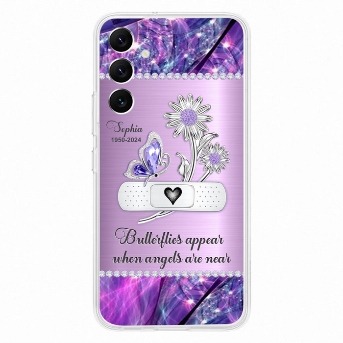 Custom Personalized Memorial Phone Case - Memorial Gift For Family Member - Butterflies Appear When Angels Are Near - Case For iPhone/ Samsung