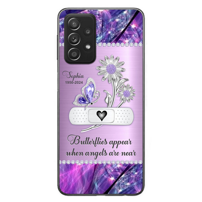 Custom Personalized Memorial Phone Case - Memorial Gift For Family Member - Butterflies Appear When Angels Are Near - Case For iPhone/ Samsung