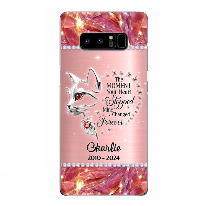 Custom Personalized Memorial Cat Phone Case - Memorial Gift For Cat Lover -  The Moment Your Heart Stopped Mine Changed Forever - Case For iPhone/ Samsung