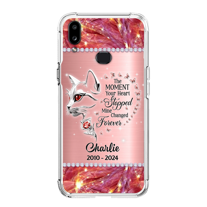 Custom Personalized Memorial Cat Phone Case - Memorial Gift For Cat Lover -  The Moment Your Heart Stopped Mine Changed Forever - Case For iPhone/ Samsung