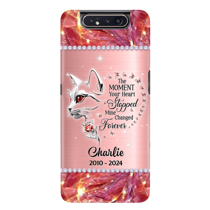 Custom Personalized Memorial Cat Phone Case - Memorial Gift For Cat Lover -  The Moment Your Heart Stopped Mine Changed Forever - Case For iPhone/ Samsung