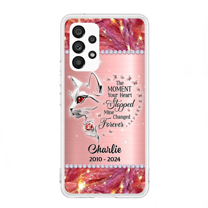 Custom Personalized Memorial Cat Phone Case - Memorial Gift For Cat Lover -  The Moment Your Heart Stopped Mine Changed Forever - Case For iPhone/ Samsung
