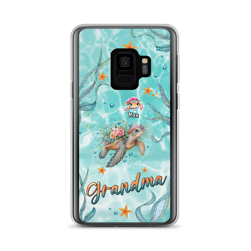 Custom Personalized Grandma Ocean Turtles Phone Case - Gift Idea For Grandma/ Mom - Up to 10 Kids - Case For iPhone/ Samsung