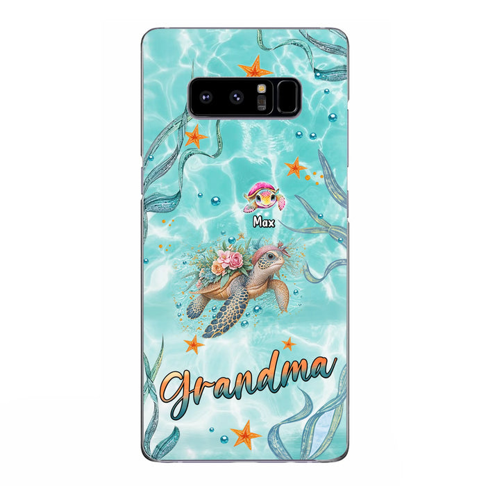 Custom Personalized Grandma Ocean Turtles Phone Case - Gift Idea For Grandma/ Mom - Up to 10 Kids - Case For iPhone/ Samsung