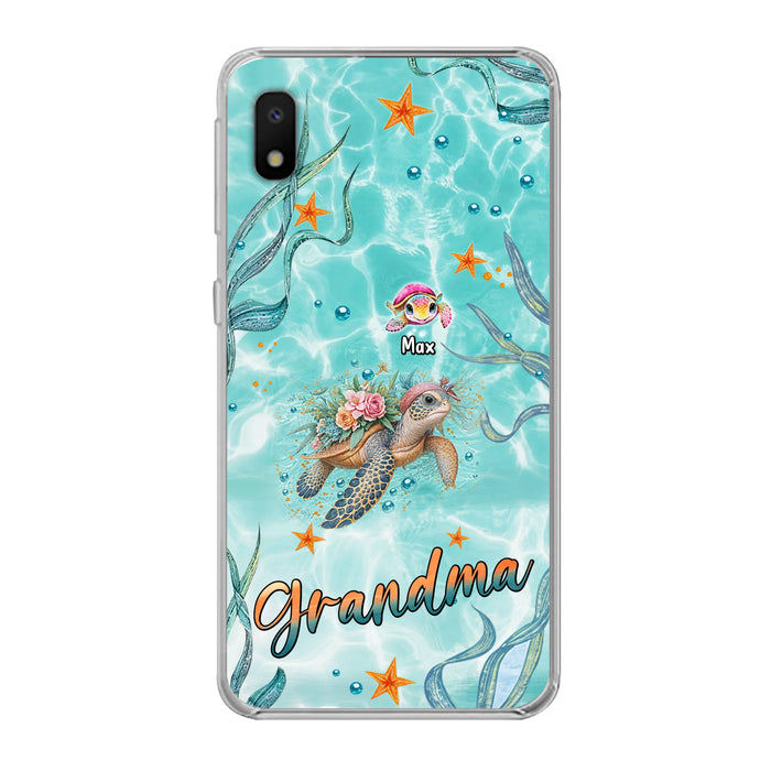 Custom Personalized Grandma Ocean Turtles Phone Case - Gift Idea For Grandma/ Mom - Up to 10 Kids - Case For iPhone/ Samsung