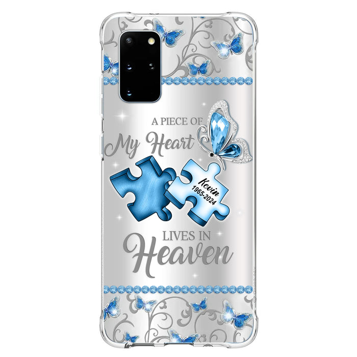 Custom Personalized Memorial Piece Phone Case - Memorial Gift For Family Member -  A Piece Of My Heart Lives In Heaven - Case for iPhone/Samsung