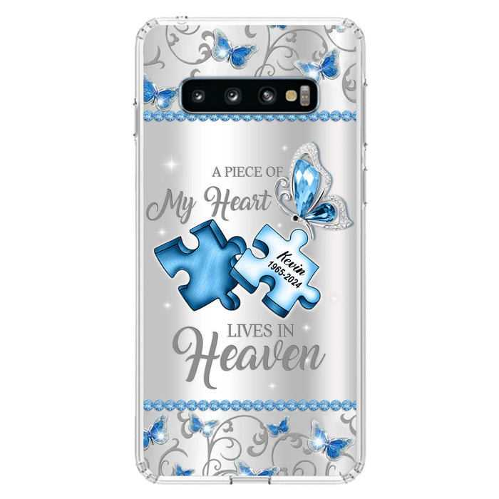 Custom Personalized Memorial Piece Phone Case - Memorial Gift For Family Member -  A Piece Of My Heart Lives In Heaven - Case for iPhone/Samsung