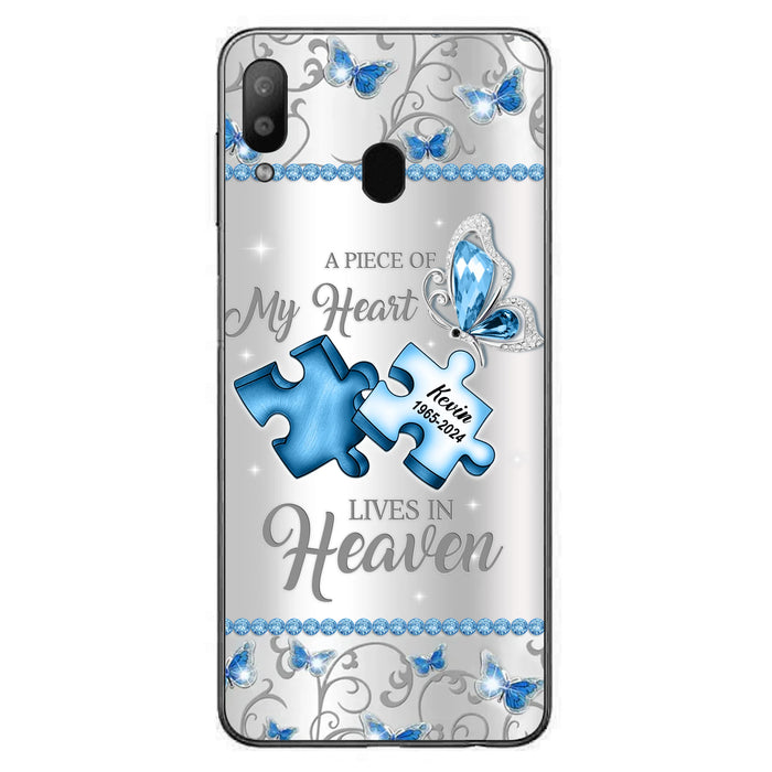 Custom Personalized Memorial Piece Phone Case - Memorial Gift For Family Member -  A Piece Of My Heart Lives In Heaven - Case for iPhone/Samsung