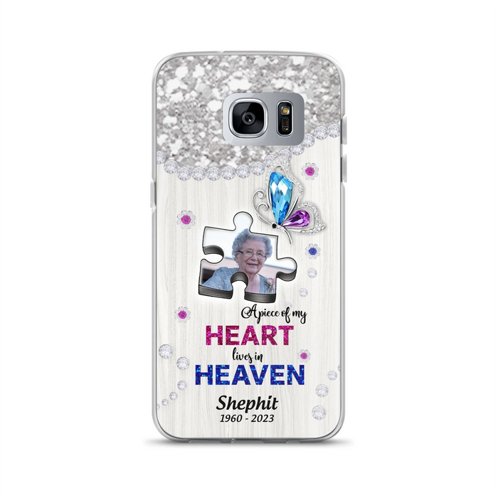 Custom Personalized Memorial Phone Case - Upload Photo - Memorial Gift Idea For Family Member -  A Piece Of My Heart Lives In Heaven - Case for iPhone/ Samsung