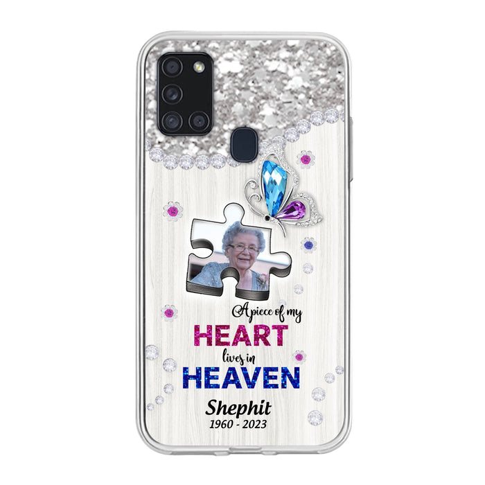 Custom Personalized Memorial Phone Case - Upload Photo - Memorial Gift Idea For Family Member -  A Piece Of My Heart Lives In Heaven - Case for iPhone/ Samsung