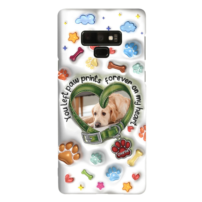 Custom Personalized Memorial Dog 3D Inflated Effect Phone Case - Upload Photo - Memorial Gift Idea - You Left Paw Prints Forever On My Heart - Case for iPhone/ Samsung