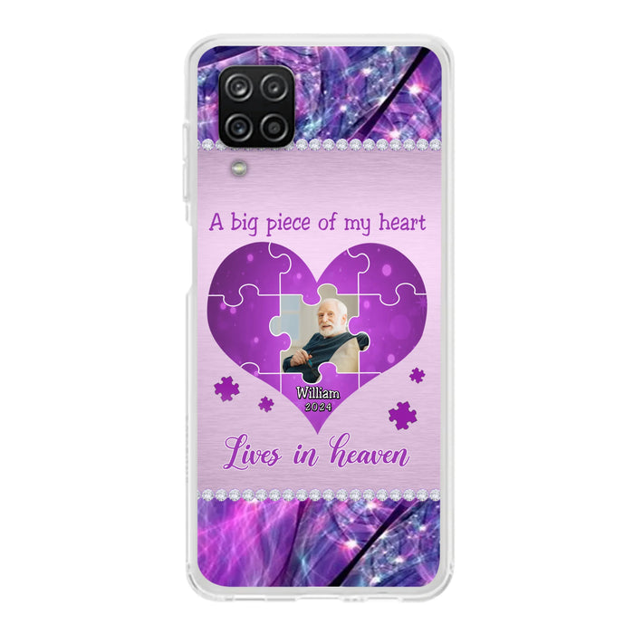 Custom Personalized Memorial Photo Phone Case - Memorial Gift Idea for Father's Day -  A Big Piece Of My Heart Lives In Heaven - Case for iPhone/Samsung
