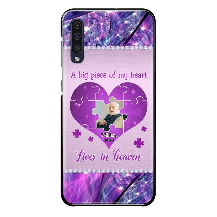 Custom Personalized Memorial Photo Phone Case - Memorial Gift Idea for Father's Day -  A Big Piece Of My Heart Lives In Heaven - Case for iPhone/Samsung