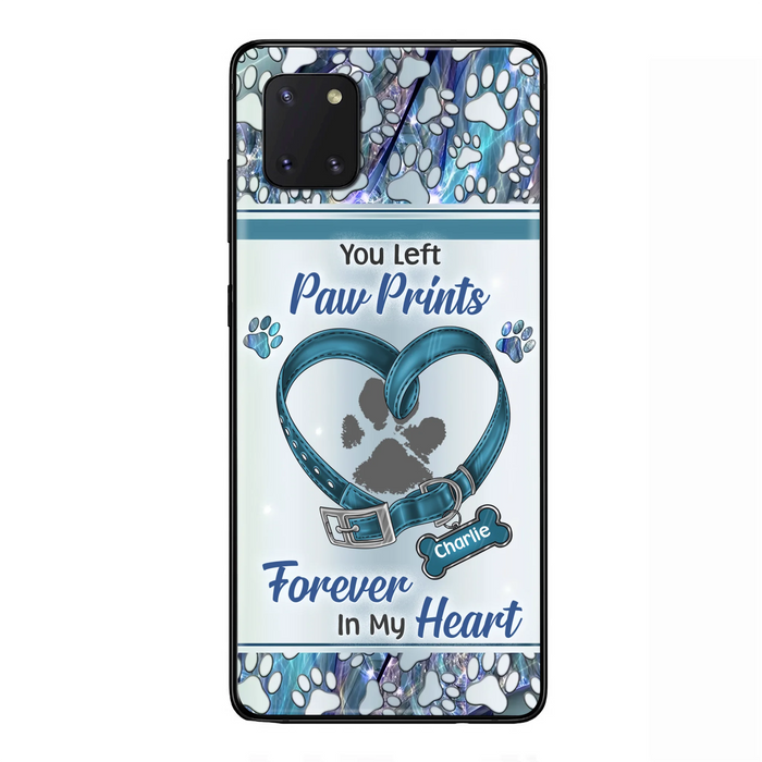 Custom Personalized Memorial Dog Collar Phone Case - Memorial Gift Idea For Dog Lover - You Left Paw Prints Forever In My Heart - Case for iPhone/ Samsung
