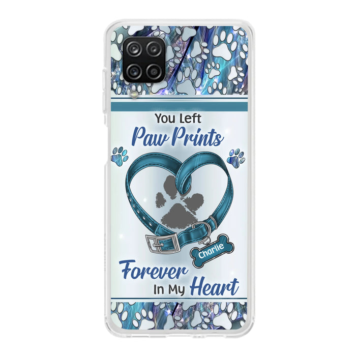 Custom Personalized Memorial Dog Collar Phone Case - Memorial Gift Idea For Dog Lover - You Left Paw Prints Forever In My Heart - Case for iPhone/ Samsung