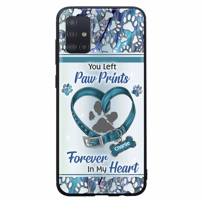 Custom Personalized Memorial Dog Collar Phone Case - Memorial Gift Idea For Dog Lover - You Left Paw Prints Forever In My Heart - Case for iPhone/ Samsung