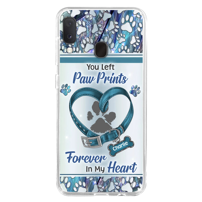Custom Personalized Memorial Dog Collar Phone Case - Memorial Gift Idea For Dog Lover - You Left Paw Prints Forever In My Heart - Case for iPhone/ Samsung