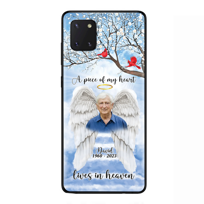 Custom Personalized Memorial Wings Upload Photo Phone Case - Memorial Gift Idea - A Piece Of My Heart Lives In Heaven