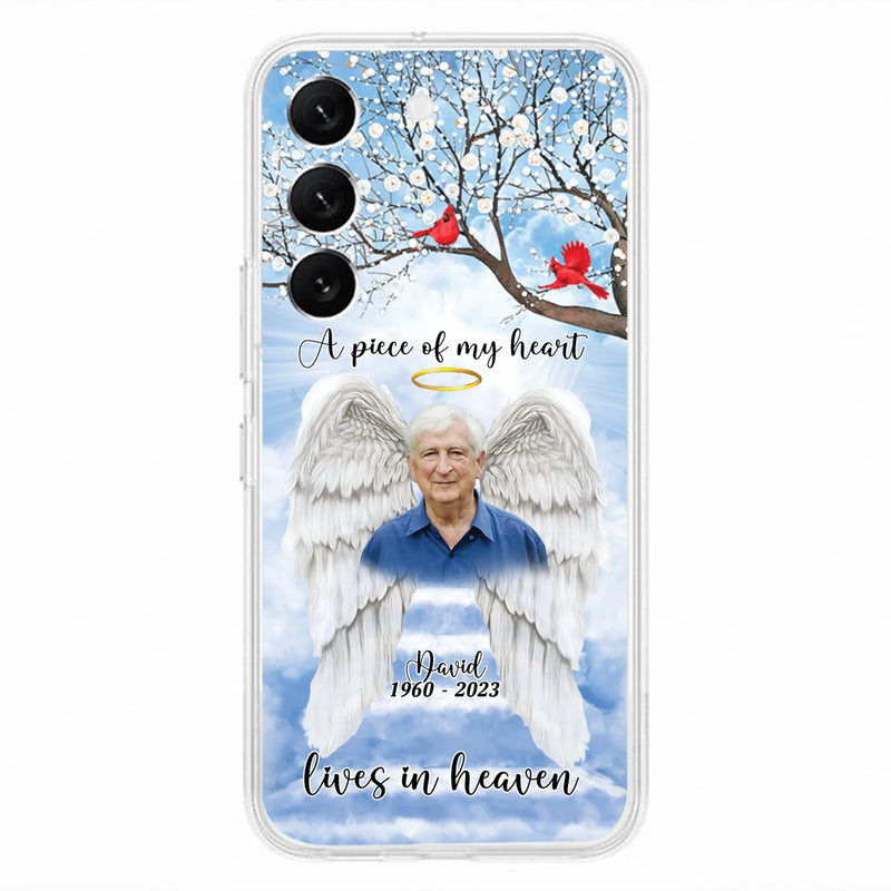 Custom Personalized Memorial Wings Upload Photo Phone Case - Memorial Gift Idea - A Piece Of My Heart Lives In Heaven