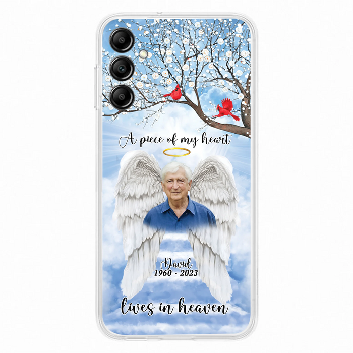 Custom Personalized Memorial Wings Upload Photo Phone Case - Memorial Gift Idea - A Piece Of My Heart Lives In Heaven