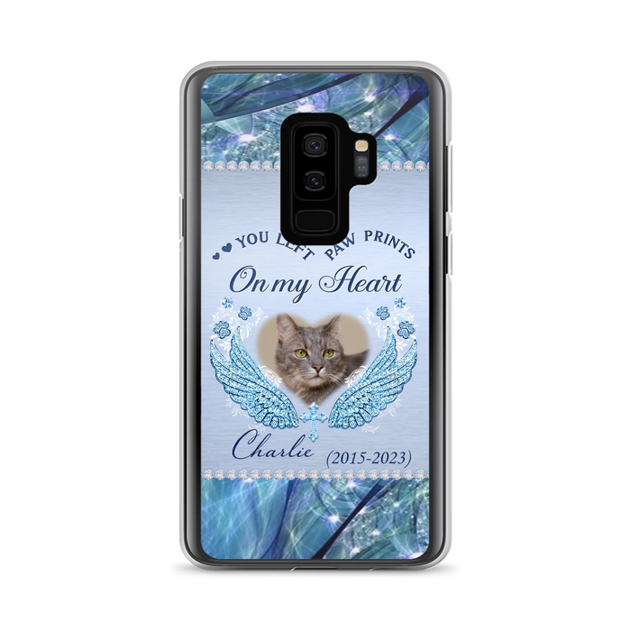 Custom Personalized Memorial Phone Case - Upload Photo - Memorial Gift Idea For Dog/ Cat Lover - You Left Paw Prints On My Heart - Case for iPhone/Samsung