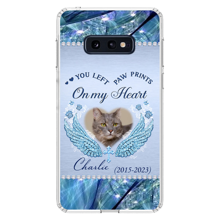 Custom Personalized Memorial Phone Case - Upload Photo - Memorial Gift Idea For Dog/ Cat Lover - You Left Paw Prints On My Heart - Case for iPhone/Samsung