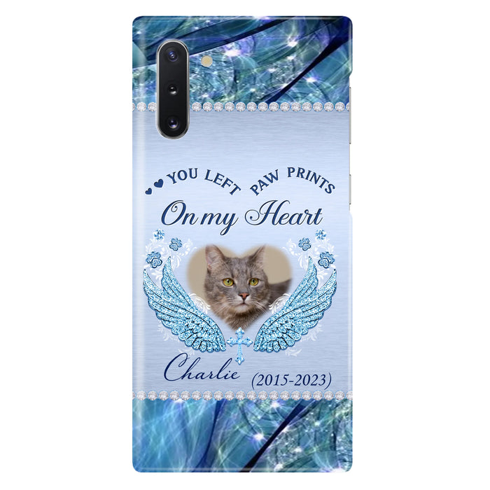 Custom Personalized Memorial Phone Case - Upload Photo - Memorial Gift Idea For Dog/ Cat Lover - You Left Paw Prints On My Heart - Case for iPhone/Samsung
