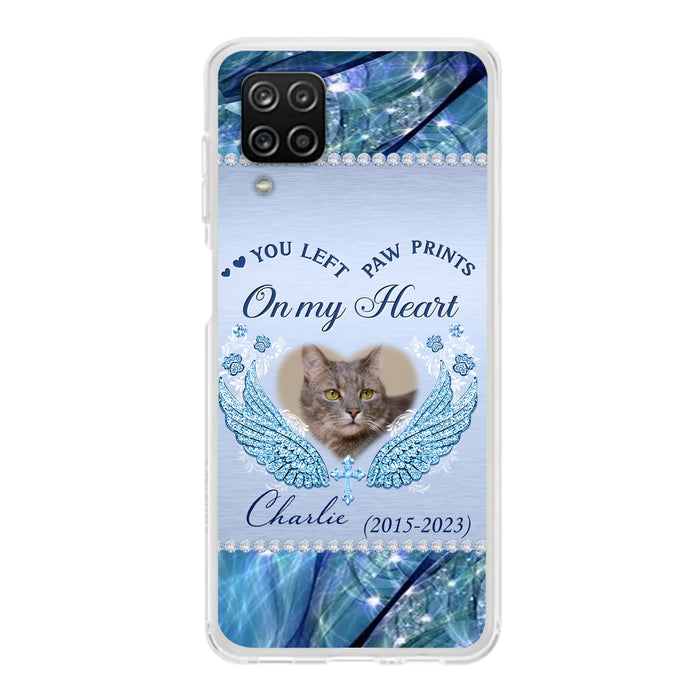Custom Personalized Memorial Phone Case - Upload Photo - Memorial Gift Idea For Dog/ Cat Lover - You Left Paw Prints On My Heart - Case for iPhone/Samsung