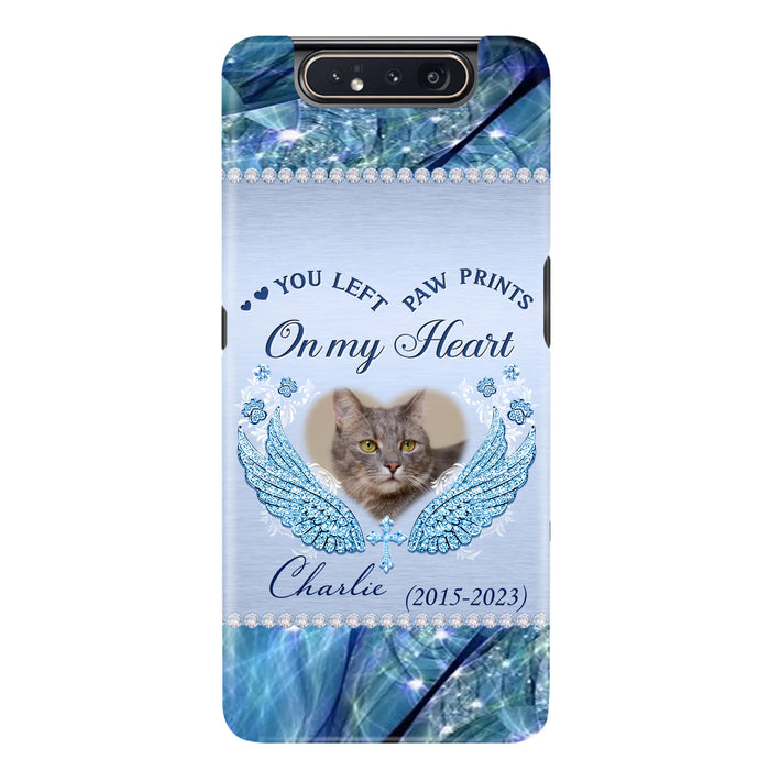 Custom Personalized Memorial Phone Case - Upload Photo - Memorial Gift Idea For Dog/ Cat Lover - You Left Paw Prints On My Heart - Case for iPhone/Samsung