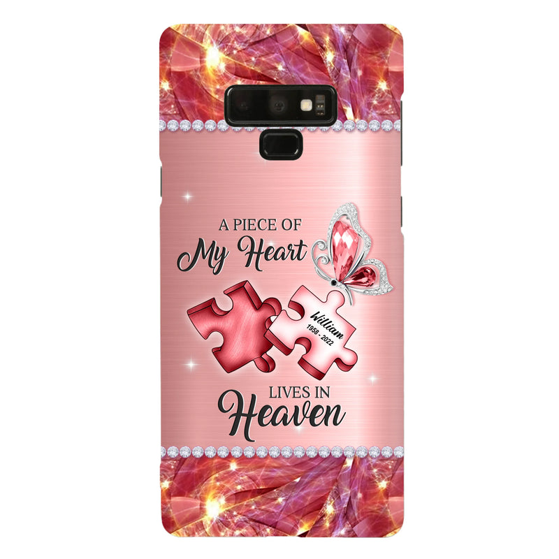 Custom Personalized Memorial Phone Case - Memorial Gift Idea for Father's Day -  A Piece Of My Heart Lives In Heaven - Case for iPhone/Samsung