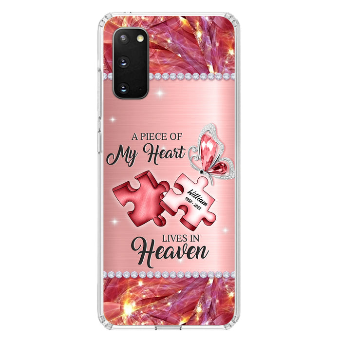 Custom Personalized Memorial Phone Case - Memorial Gift Idea for Father's Day -  A Piece Of My Heart Lives In Heaven - Case for iPhone/Samsung