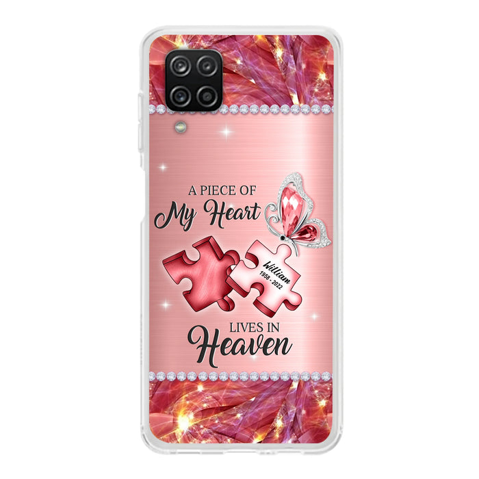 Custom Personalized Memorial Phone Case - Memorial Gift Idea for Father's Day -  A Piece Of My Heart Lives In Heaven - Case for iPhone/Samsung