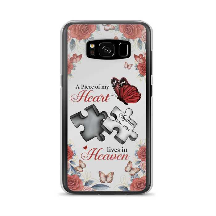 Custom Personalized Memorial Phone Case - Memorial Gift Idea - A Piece Of My Heart Lives In Heaven - Case for iPhone/Samsung