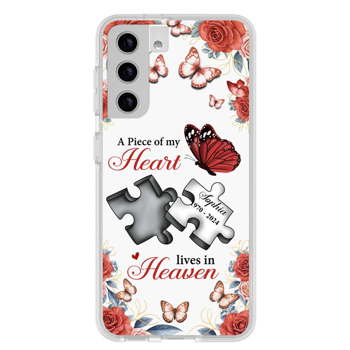 Custom Personalized Memorial Phone Case - Memorial Gift Idea - A Piece Of My Heart Lives In Heaven - Case for iPhone/Samsung