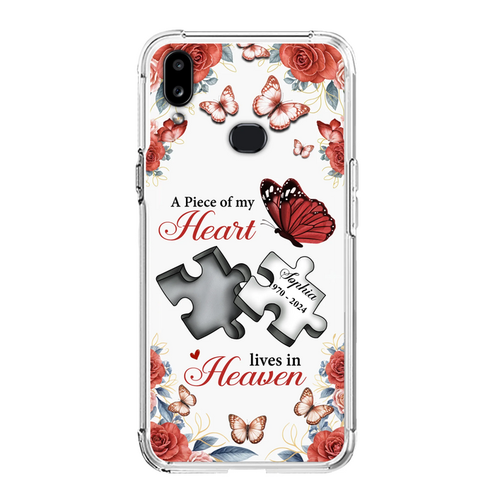 Custom Personalized Memorial Phone Case - Memorial Gift Idea - A Piece Of My Heart Lives In Heaven - Case for iPhone/Samsung