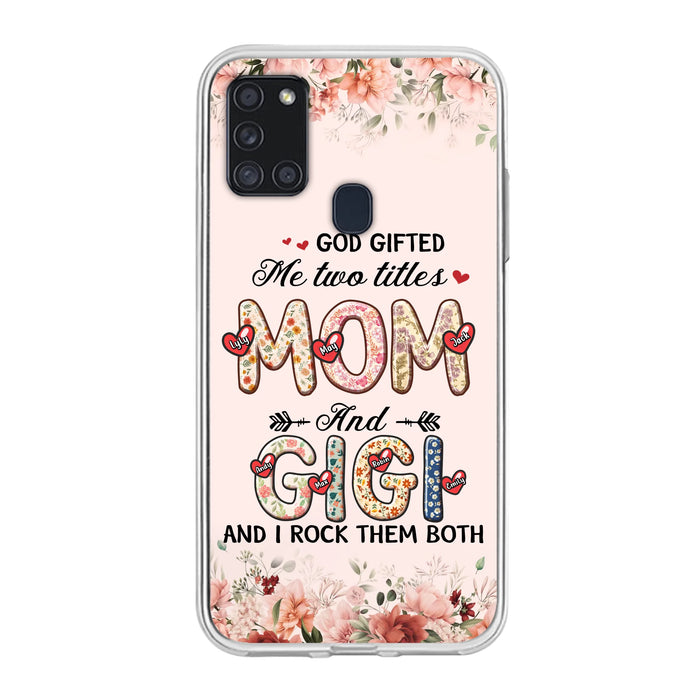 Custom Personalized Grandma Phone Case - Upto 7 Kids & 7 Grandkids - Mother's Day Gift Idea for Grandma/Mom - God Gifted Me Two Titles - Case for iPhone/Samsung