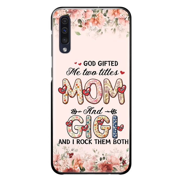 Custom Personalized Grandma Phone Case - Upto 7 Kids & 7 Grandkids - Mother's Day Gift Idea for Grandma/Mom - God Gifted Me Two Titles - Case for iPhone/Samsung