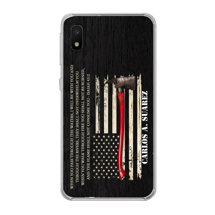Custom Personalized Firefighter Phone Case - Father's Day Gift Idea for Firefighter - When You Pass Through The Waters I Will Be With You - Case for iPhone/Samsung
