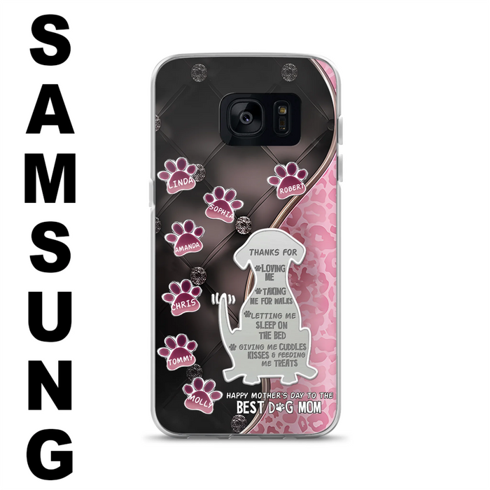 Custom Personalized Memorial Dog Mom Phone Case - Memorial Gift Idea For Dog Lover - Upto 7 Dogs - Thanks For Loving Me - Case For iPhone/Samsung