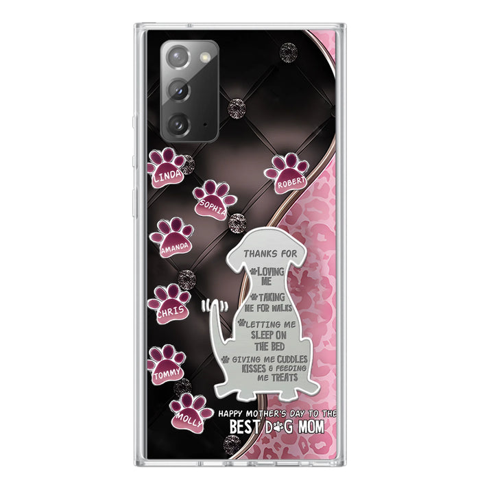 Custom Personalized Memorial Dog Mom Phone Case - Memorial Gift Idea For Dog Lover - Upto 7 Dogs - Thanks For Loving Me - Case For iPhone/Samsung