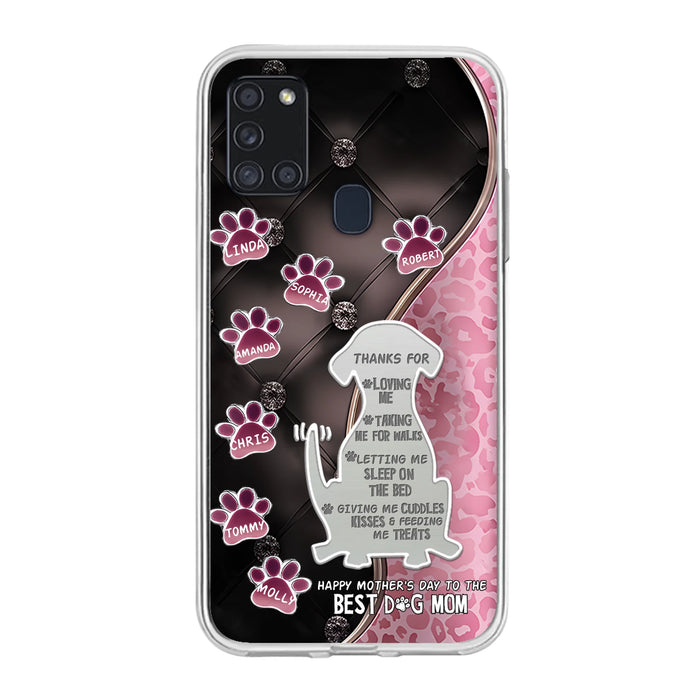 Custom Personalized Memorial Dog Mom Phone Case - Memorial Gift Idea For Dog Lover - Upto 7 Dogs - Thanks For Loving Me - Case For iPhone/Samsung