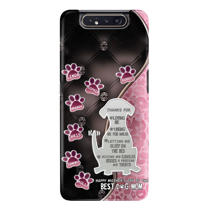 Custom Personalized Memorial Dog Mom Phone Case - Memorial Gift Idea For Dog Lover - Upto 7 Dogs - Thanks For Loving Me - Case For iPhone/Samsung