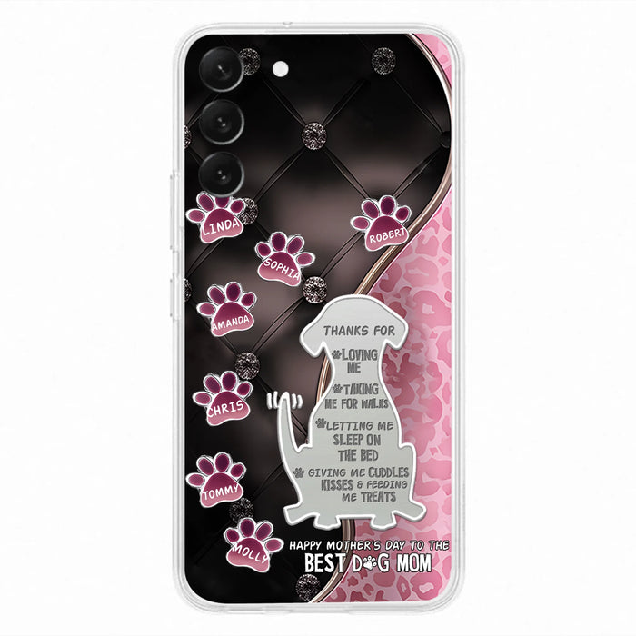 Custom Personalized Memorial Dog Mom Phone Case - Memorial Gift Idea For Dog Lover - Upto 7 Dogs - Thanks For Loving Me - Case For iPhone/Samsung