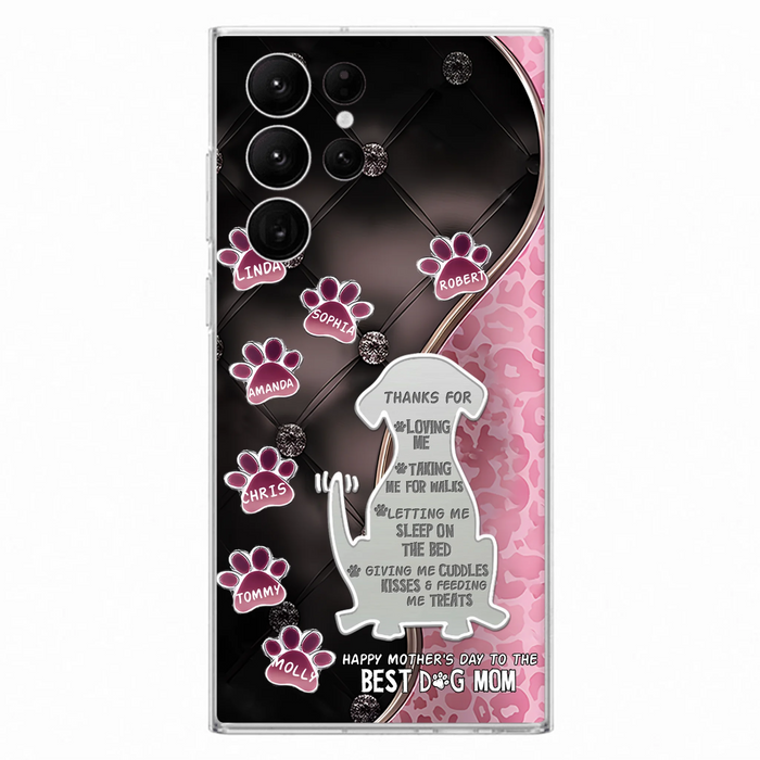 Custom Personalized Memorial Dog Mom Phone Case - Memorial Gift Idea For Dog Lover - Upto 7 Dogs - Thanks For Loving Me - Case For iPhone/Samsung