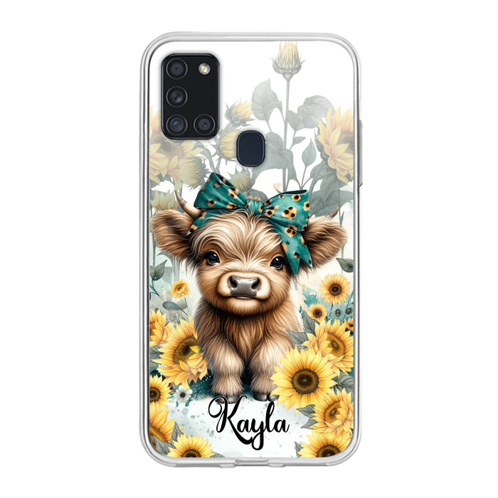 Teal Highland Cow Phone Case - Gift Idea For Grandma/Birthday -  Case For iPhone/Samsung