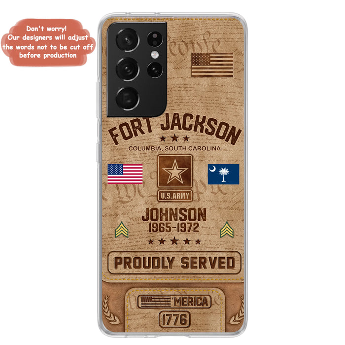 Custom Personalized Veteran Phone Case - Gift For Veteran - Birthday/ Father's Day Gift - Proudly Served - Case For iPhone And Samsung