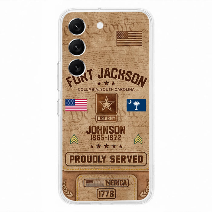 Custom Personalized Veteran Phone Case - Gift For Veteran - Birthday/ Father's Day Gift - Proudly Served - Case For iPhone And Samsung